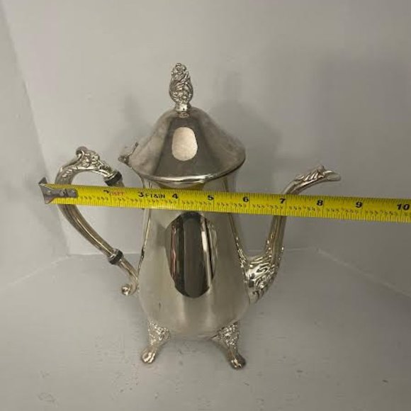 Elegant Polished Silver Plated Tea/Coffee Lidded Pot Vintage Teapot Teaware - Picture 10 of 14